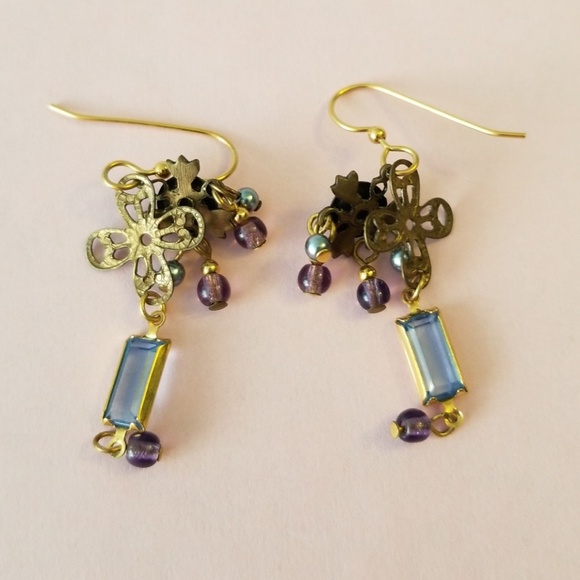Amethyst glass artisan handmade earrings! - Picture 3 of 3